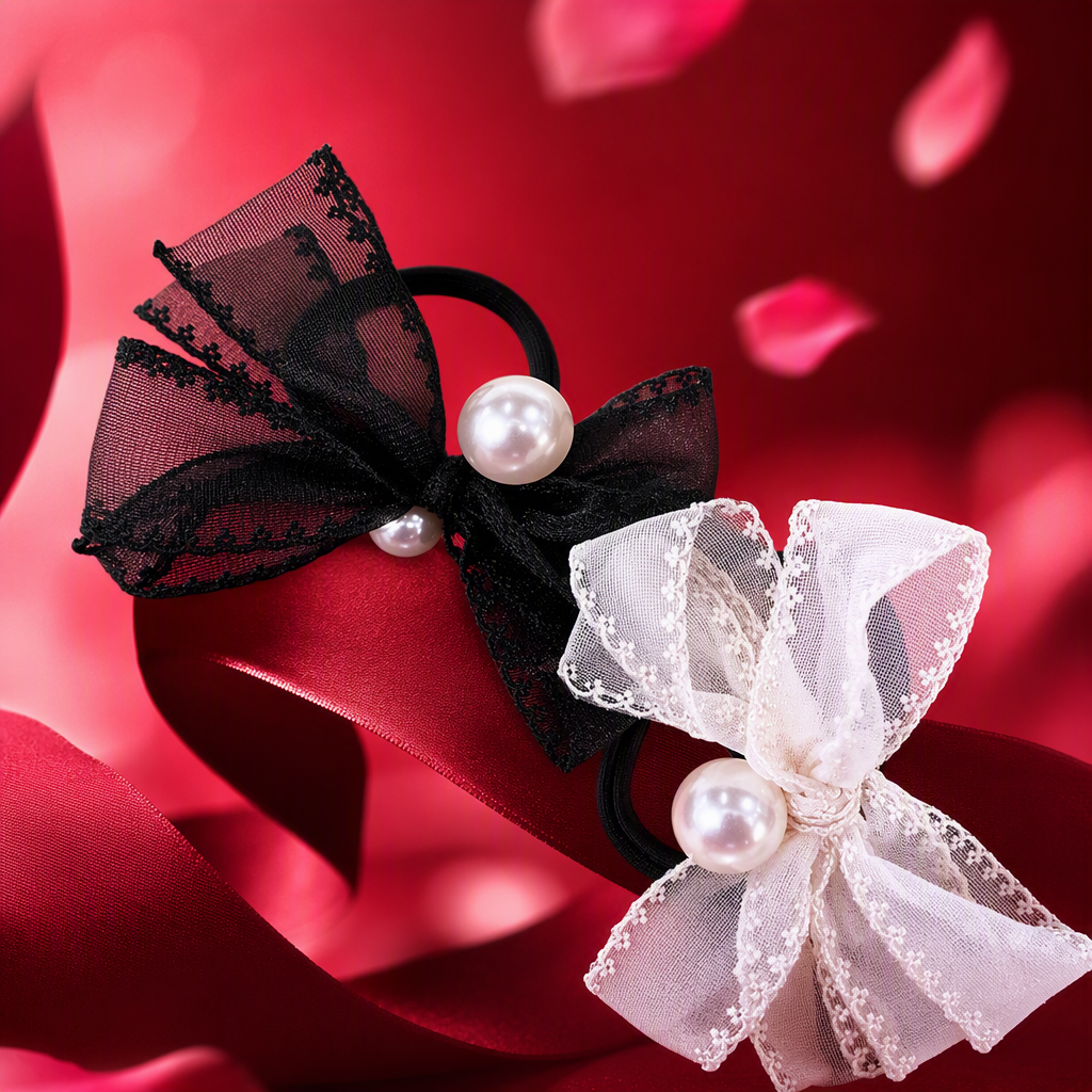 Elegancia encaje blanco y negro perlas aros de pelo accesorios para mujeres bandas de pelo tiara de pelo bandas de pelo cordones de pelo accesorios tendencias versatilidad Specification image