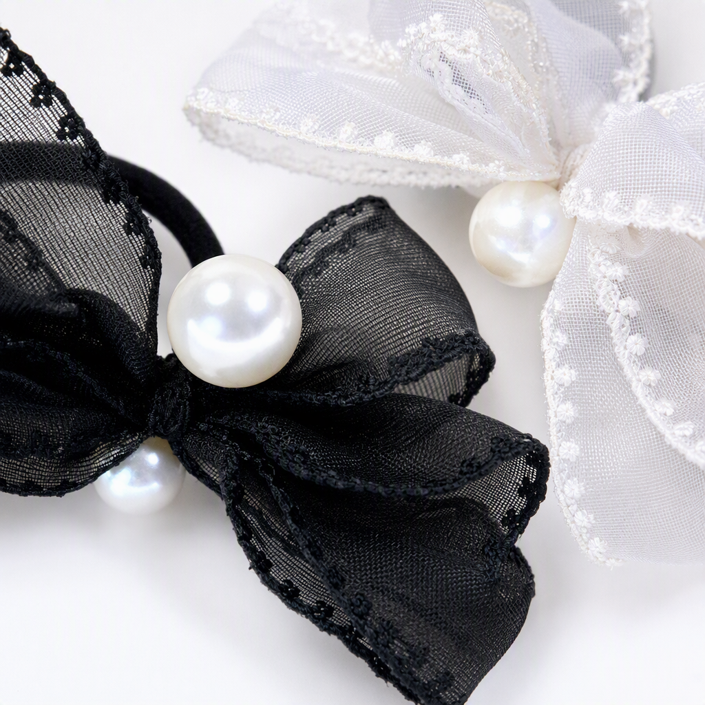 Elegancia encaje blanco y negro perlas aros de pelo accesorios para mujeres bandas de pelo tiara de pelo bandas de pelo cordones de pelo accesorios tendencias versatilidad Application Scenario
