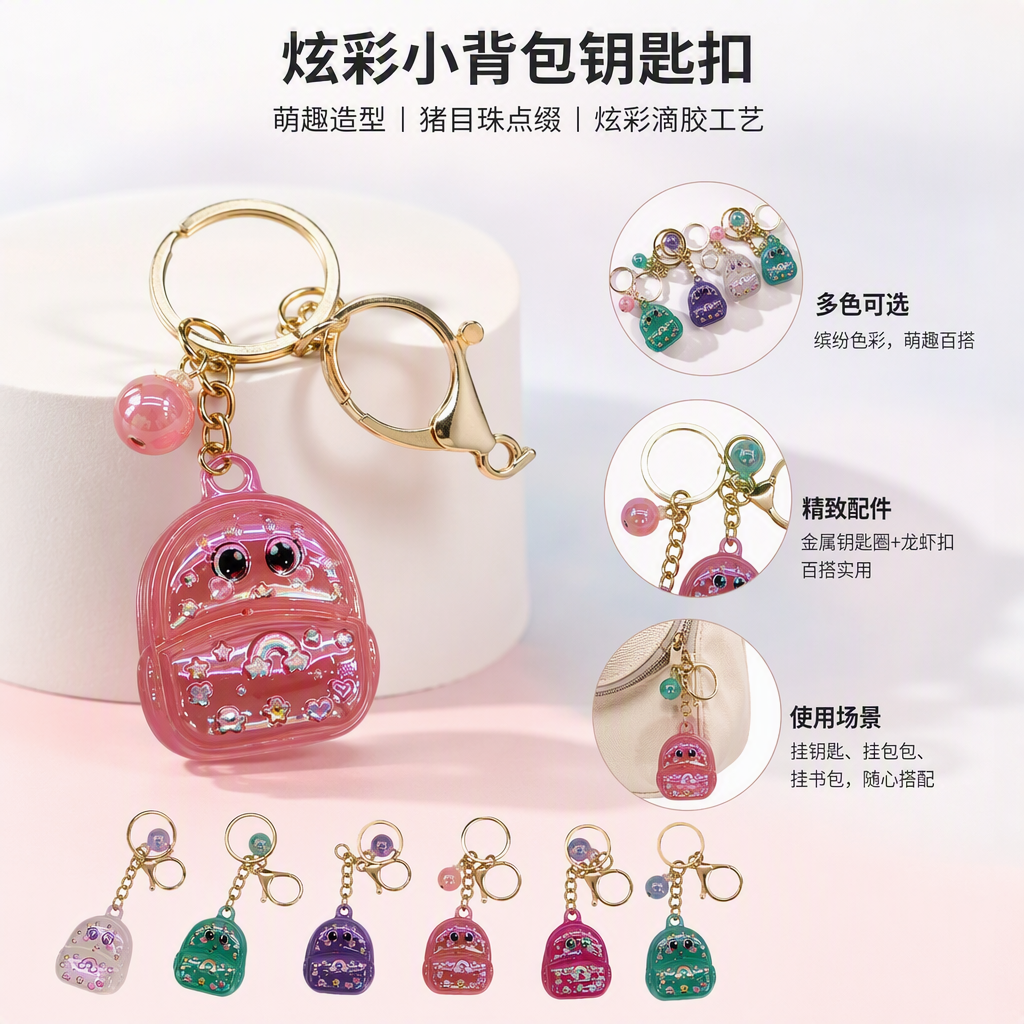 多彩背包造型钥匙挂件时尚创意钥匙链个性装饰品礼品赠品