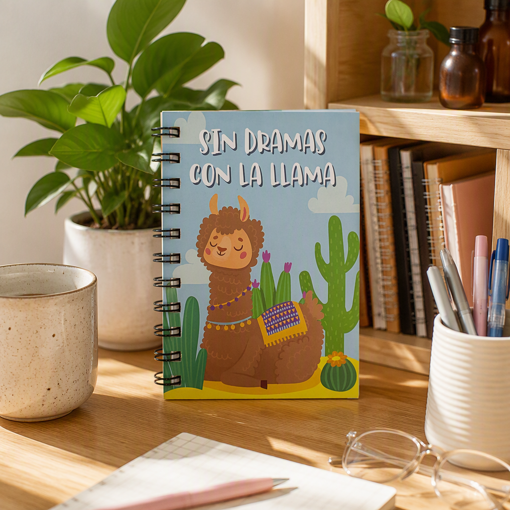 Donghu Paper Products A6 Fresh Blue Background Cactus Alpaca Coil Book details Picture