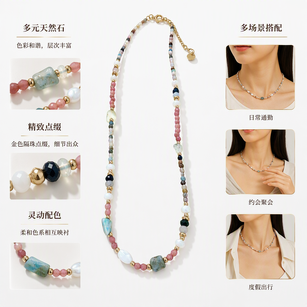 Brillante collar de piedras preciosas colorido moda multicolor cristal colgante mujer joyería regalo