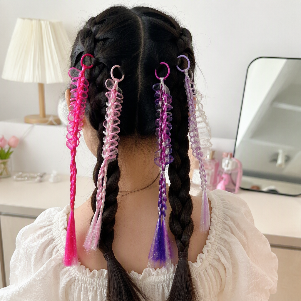 Colorful hand-woven hair accessories, hair clips, hair bands and headbands, trendy and versatile hair accessories, children's and adults' hairstyle accessories details Picture