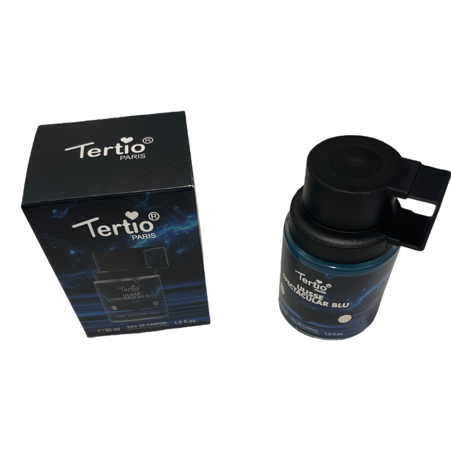Tertio Paris ULISSE SPECTACULAR BLU perfume, black packaging box, blue bottle, spray cap, fashionable, light and long-lasting fragrance Item Picture