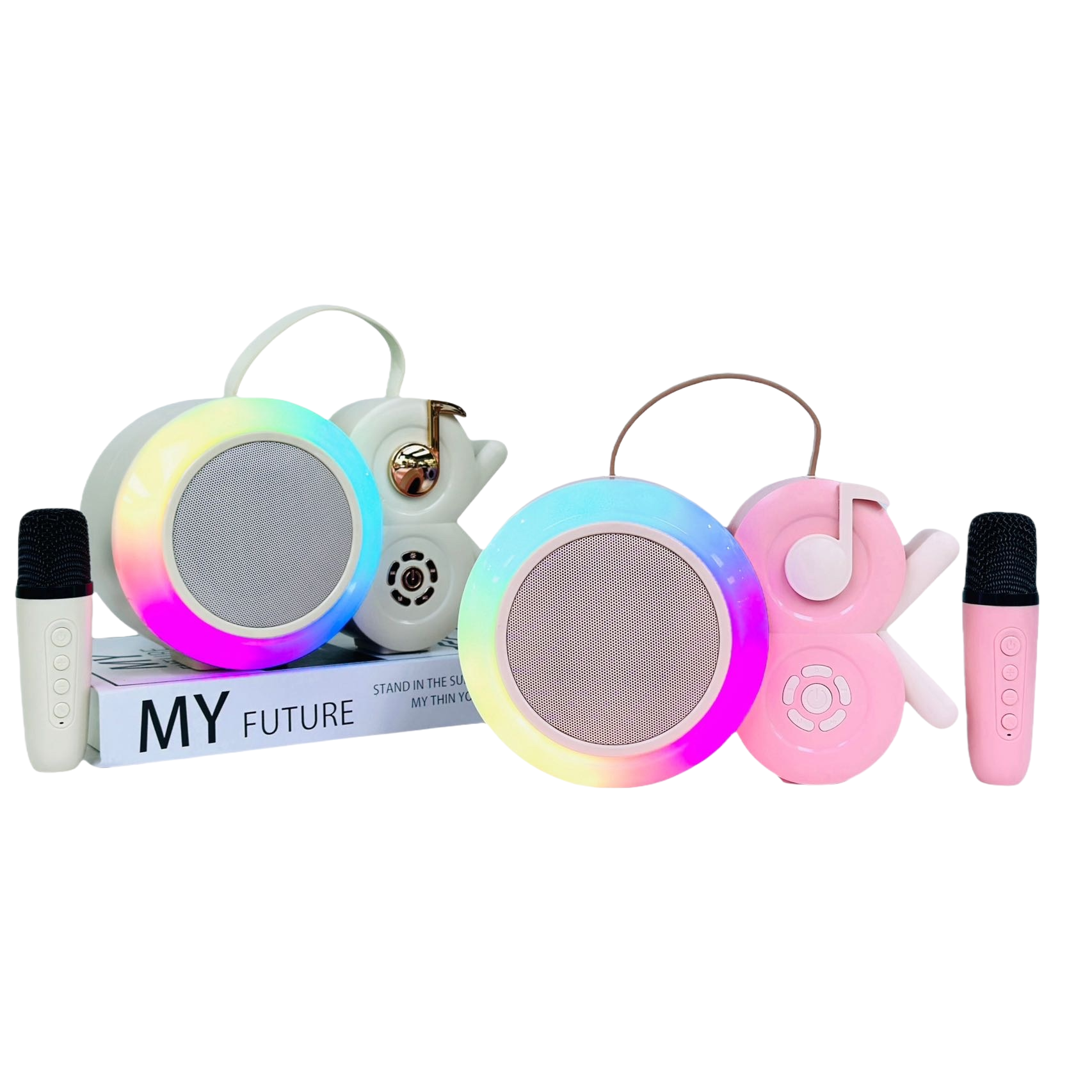 Pink cartoon audio set, rainbow light ring speaker, creative and trendy children's portable mini multi-functional entertainment gift Item Picture