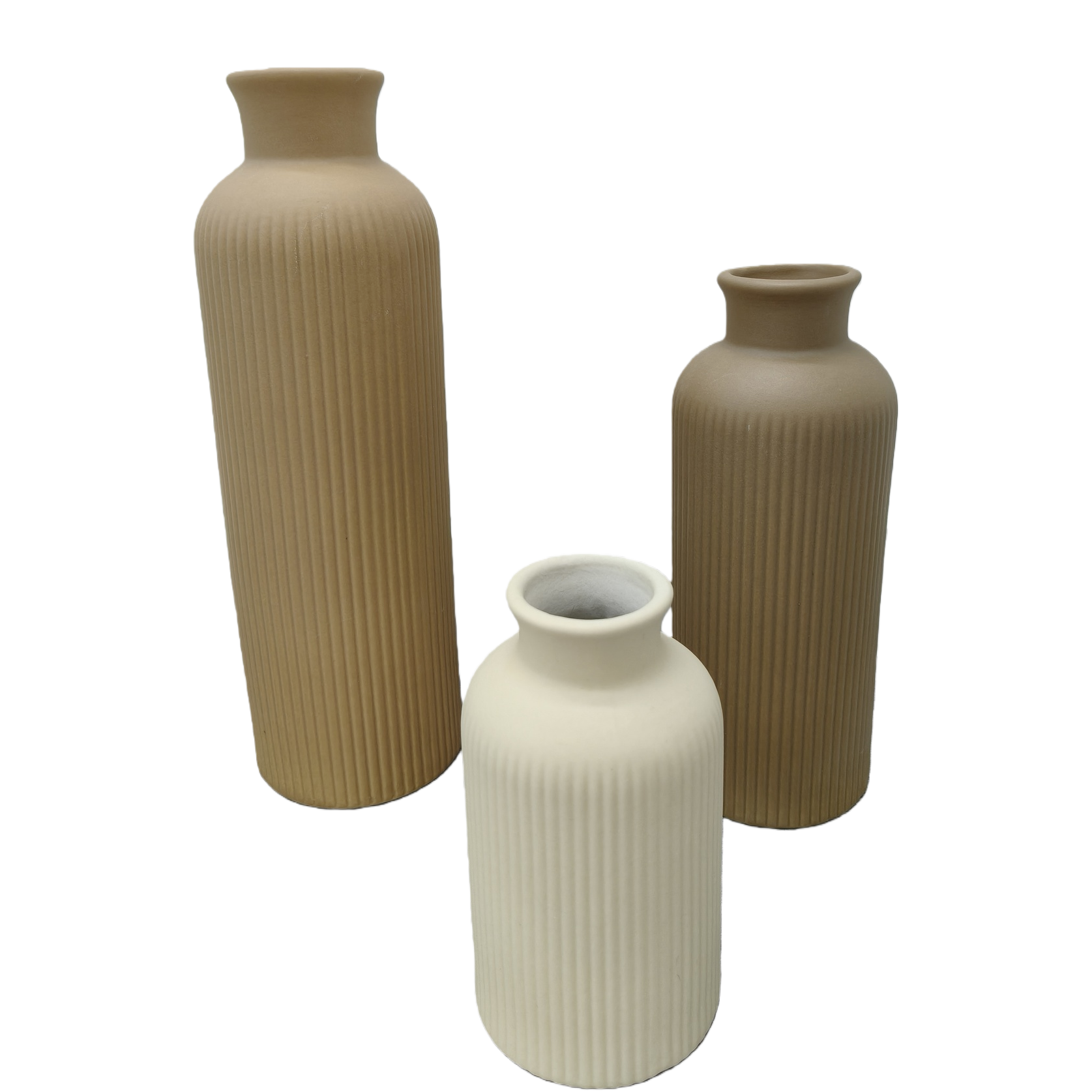 Jarrón de cerámica beige patrón vertical conjunto simple y moderno decoración del hogar decoración creativa decoración regalo regalo Item Picture