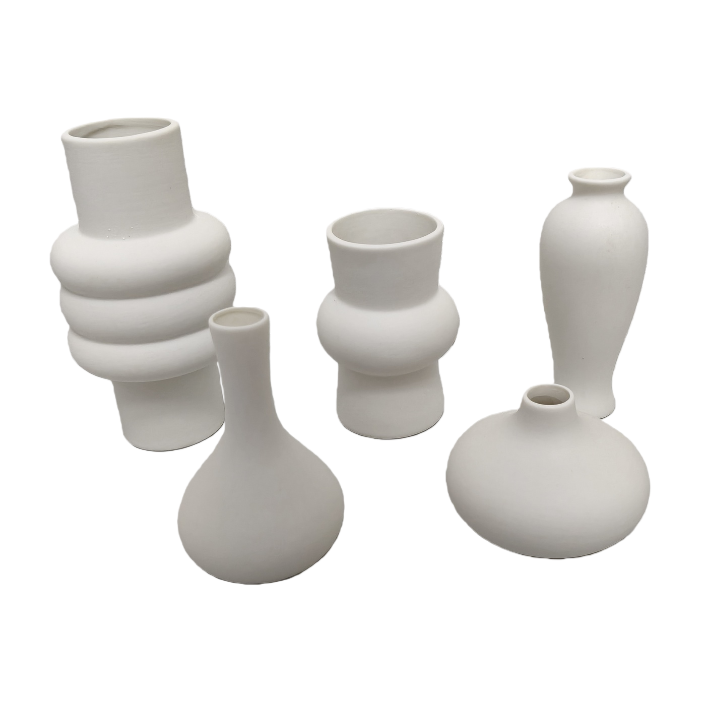 Creative white ceramic vase set, a combination of multiple home decoration items, simple and modern craftsmanship masterpieces Item Picture