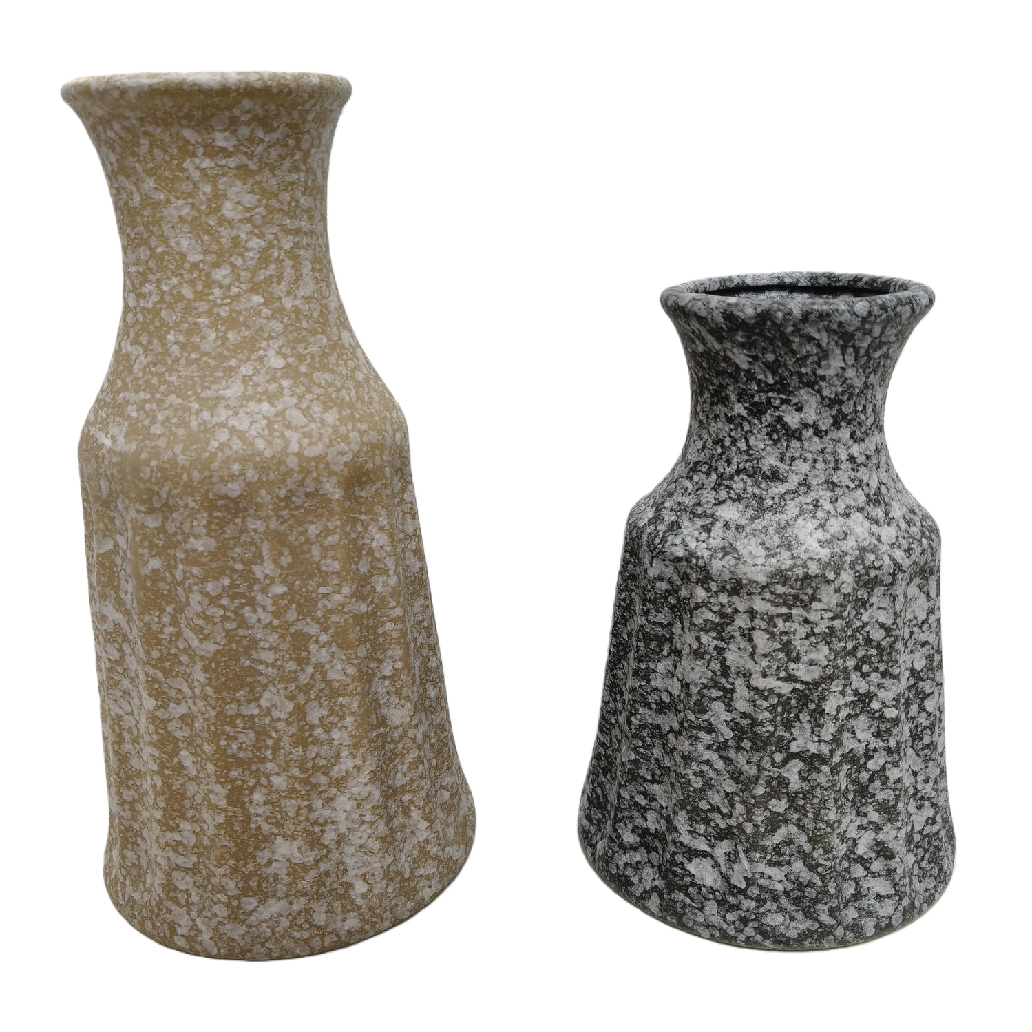 The beige spotted vase is a simple and modern living room decoration. The black spotted ceramic art decoration is a home furnishing Item Picture