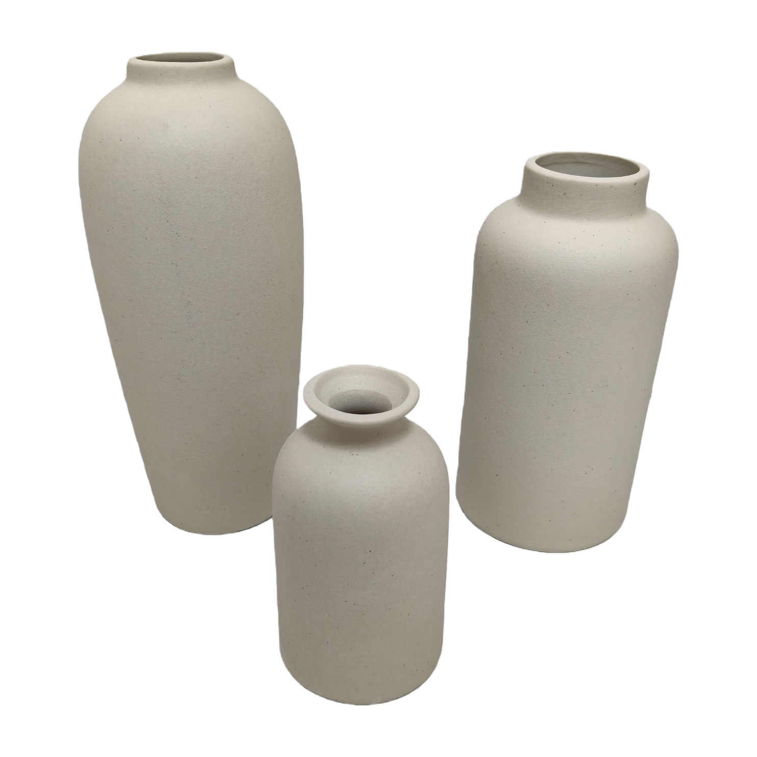 Three-piece white ceramic vase set, a simple and modern living room decoration item, home decoration gift, elegant style for giving as a present Item Picture