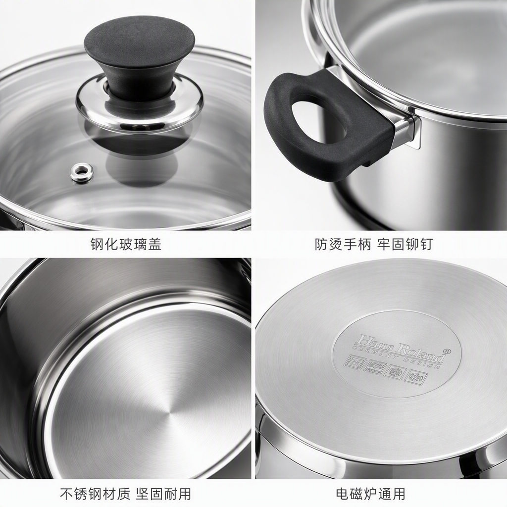 Multi-functional kitchen cookware set, household stew pot, soup pot, frying and stir-frying pot combination, practical and durable kitchenware products HR1119-1 Application Scenario