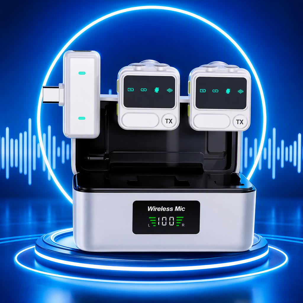 White wireless microphone protective box, portable storage box, anti-drop and dust-proof packaging box for audio equipment accessories Specification image