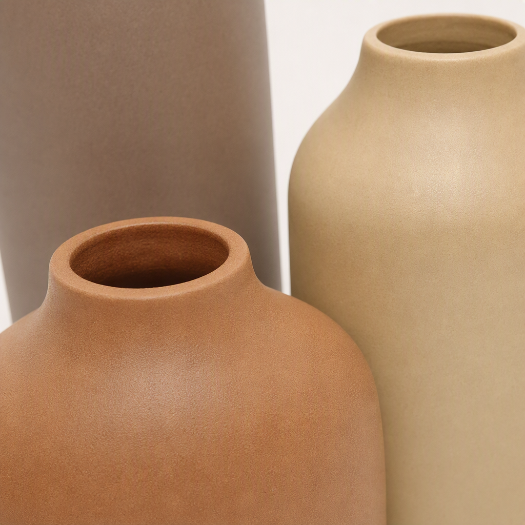 A set of three ceramic vases for simple and creative home decoration. It is a gift for the living room and bedroom, featuring elegant ceramic craftsmanship Application Scenario