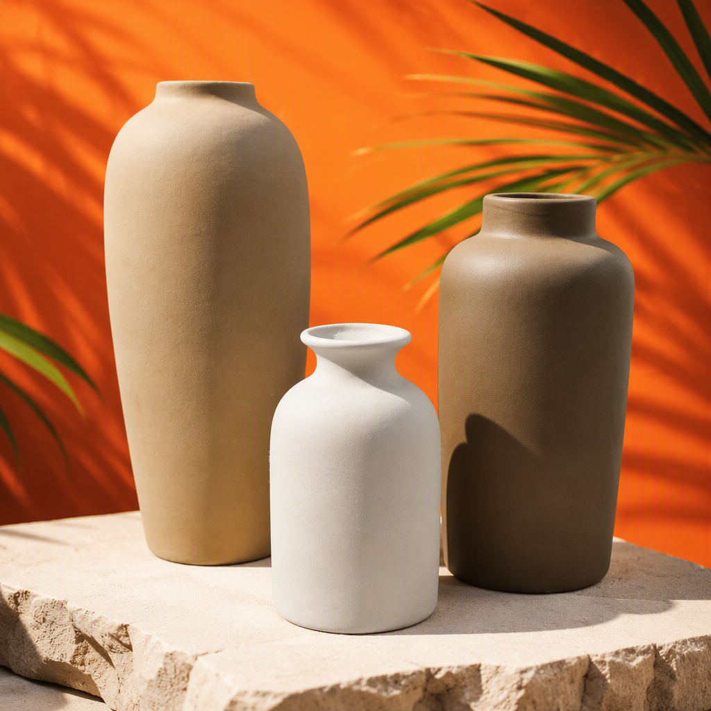 Jarrón de cerámica blanco beige juego simple y moderno sala de estar decoración para el hogar pieza de exhibición regalo creativo Specification image