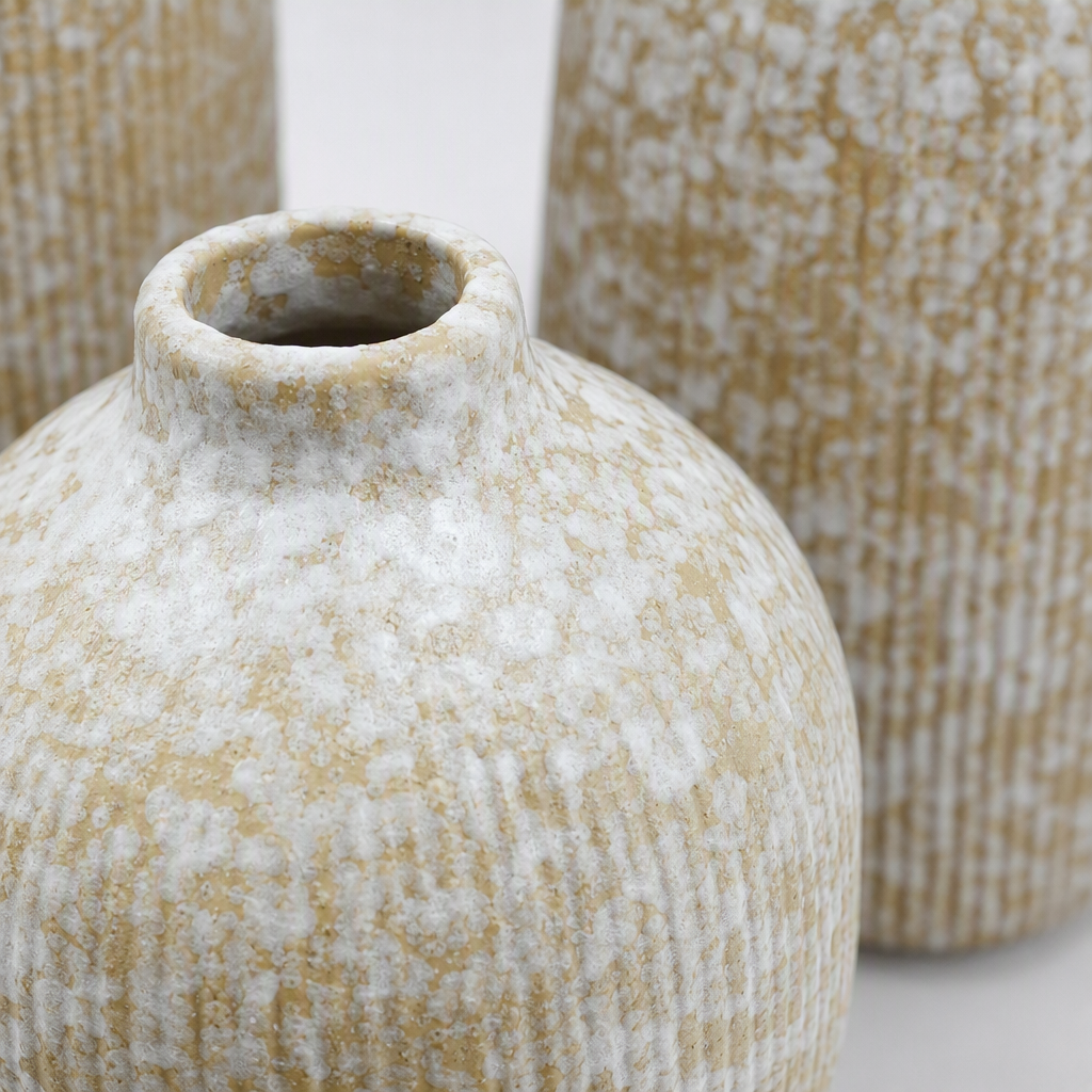 Arroz blanco textura moteada ceramica jarrón set simple y moderno sala de estar pieza creativa decoración del hogar Application Scenario