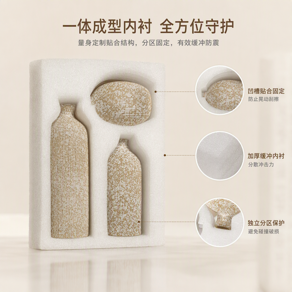 Beige mottled texture ceramic bottle set home decoration ornaments, creative handicrafts, simple style gift collection