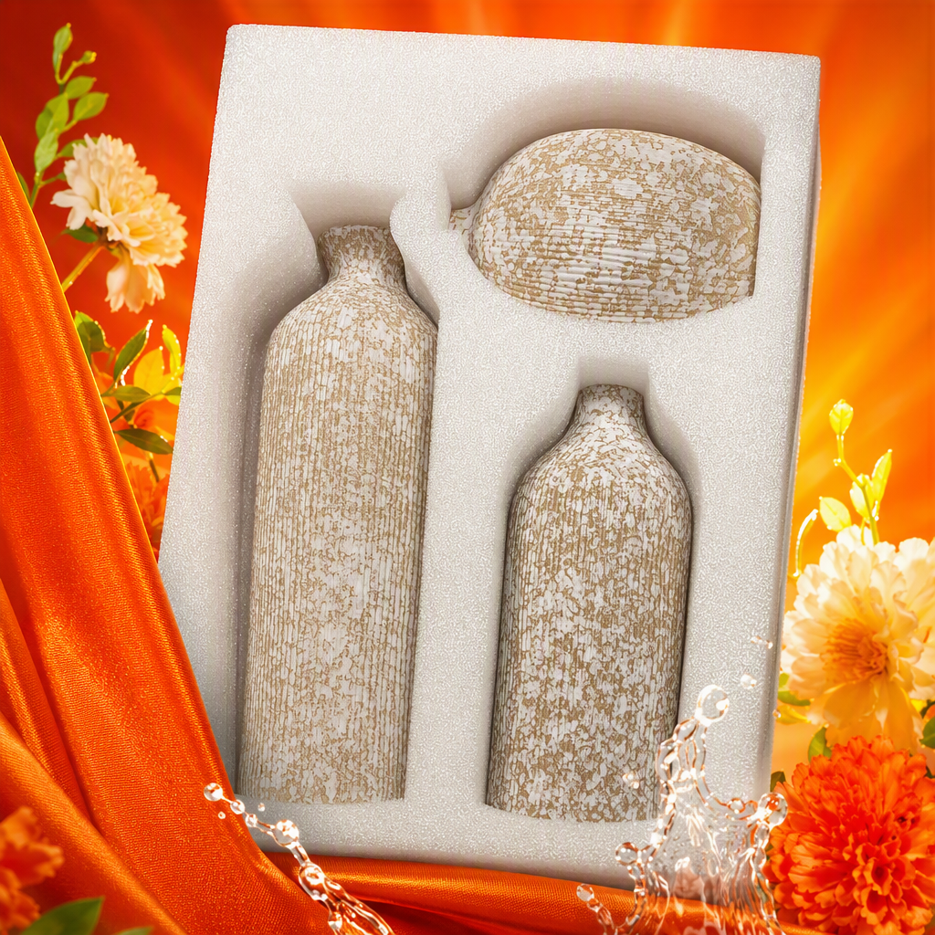 Beige textura moteada ceramica conjunto de botellas decoración del hogar objetos de mesa artesanía creativa estilo minimalista regalo colección Specification image