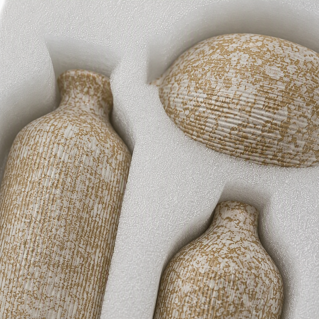 Beige textura moteada ceramica conjunto de botellas decoración del hogar objetos de mesa artesanía creativa estilo minimalista regalo colección Application Scenario