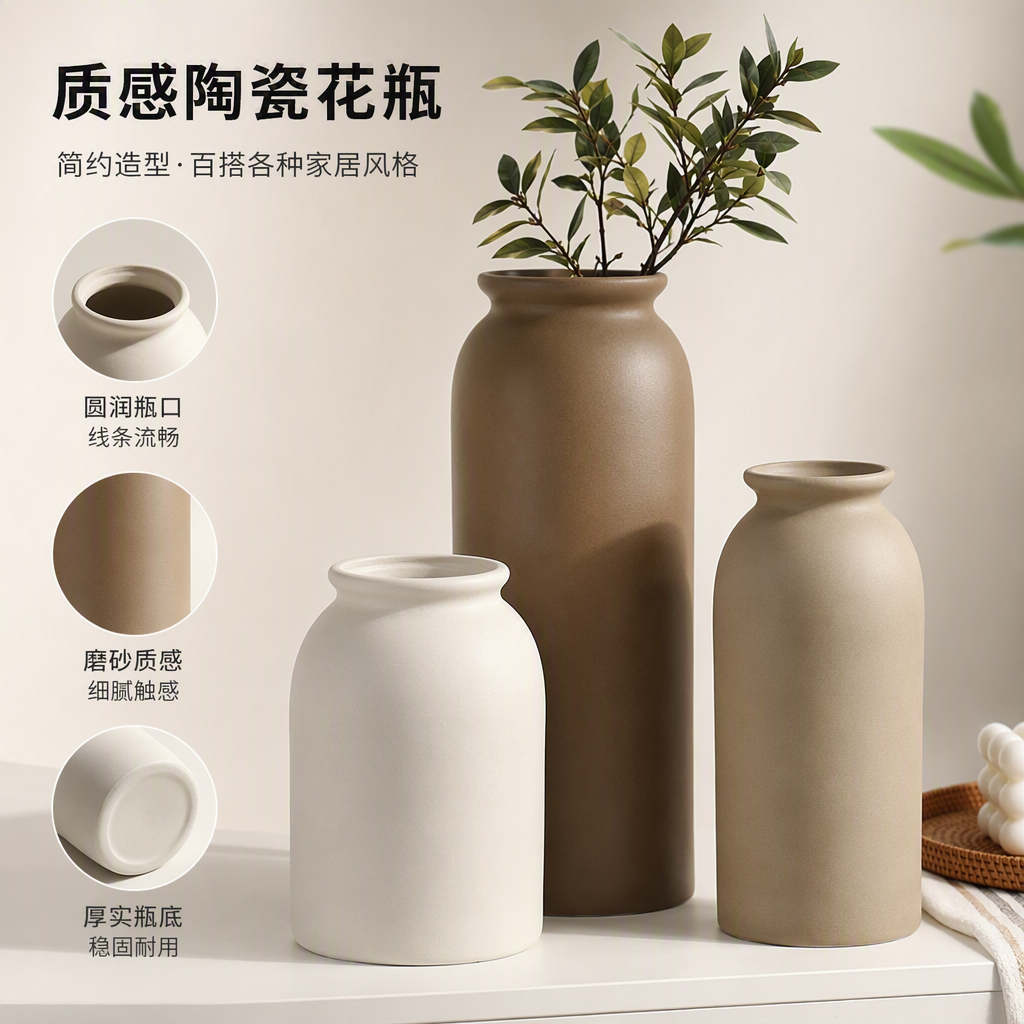 Three-piece set of creative ceramic storage jars, simple and retro kitchen storage jars, home decorative gifts