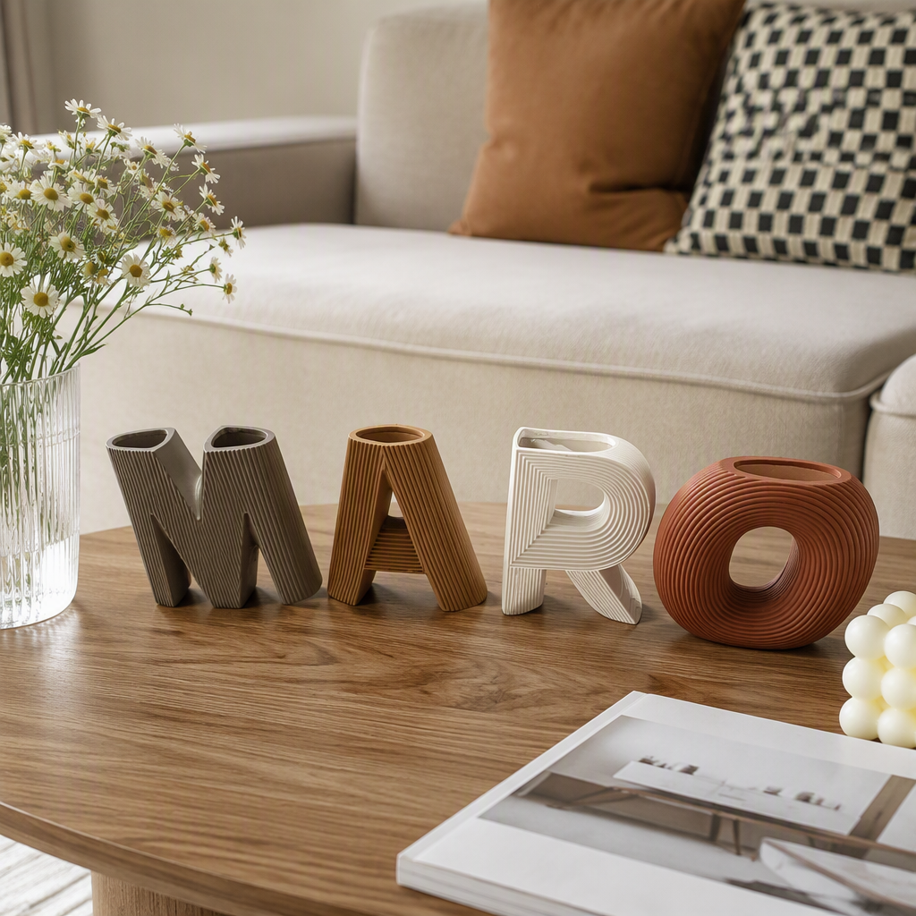 Colorful letter vase, creative home decoration, personalized display piece, colorful letter ceramic flower vase gift details Picture