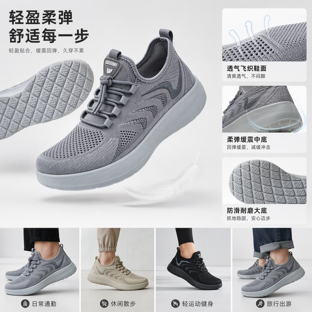 三色编织透气运动鞋男女款休闲跑步鞋鞋底舒适轻便品牌纸盒包装运动鞋运动鞋男士时尚