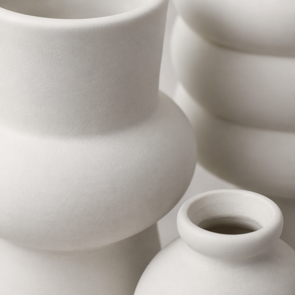 Creative white ceramic vase set, a combination of multiple home decoration items, simple and modern craftsmanship masterpieces Application Scenario