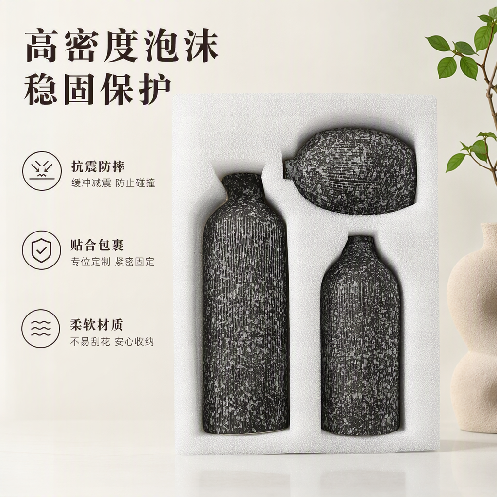 A set of creative home decoration items with grey spot texture ceramic bottles, simple and modern living room tea and water storage products
