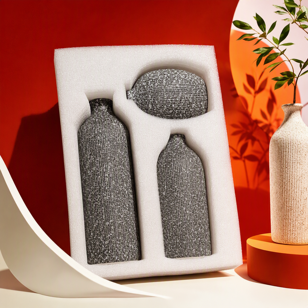 A set of creative home decoration items with grey spot texture ceramic bottles, simple and modern living room tea and water storage products Specification image