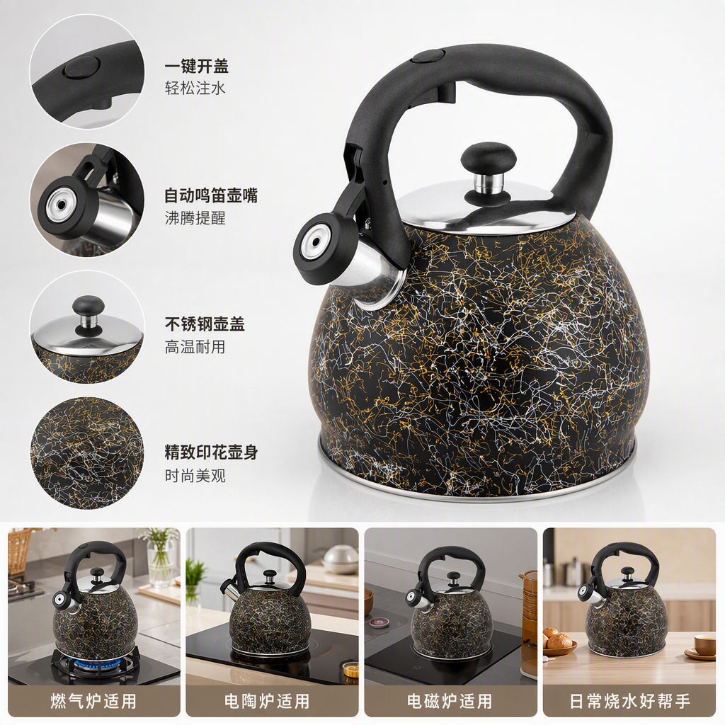 Multifunctional stainless steel kettle, Mingyin pot, household kitchenware, heat-resistant, durable, convenient and practical HR730-4 Item Picture