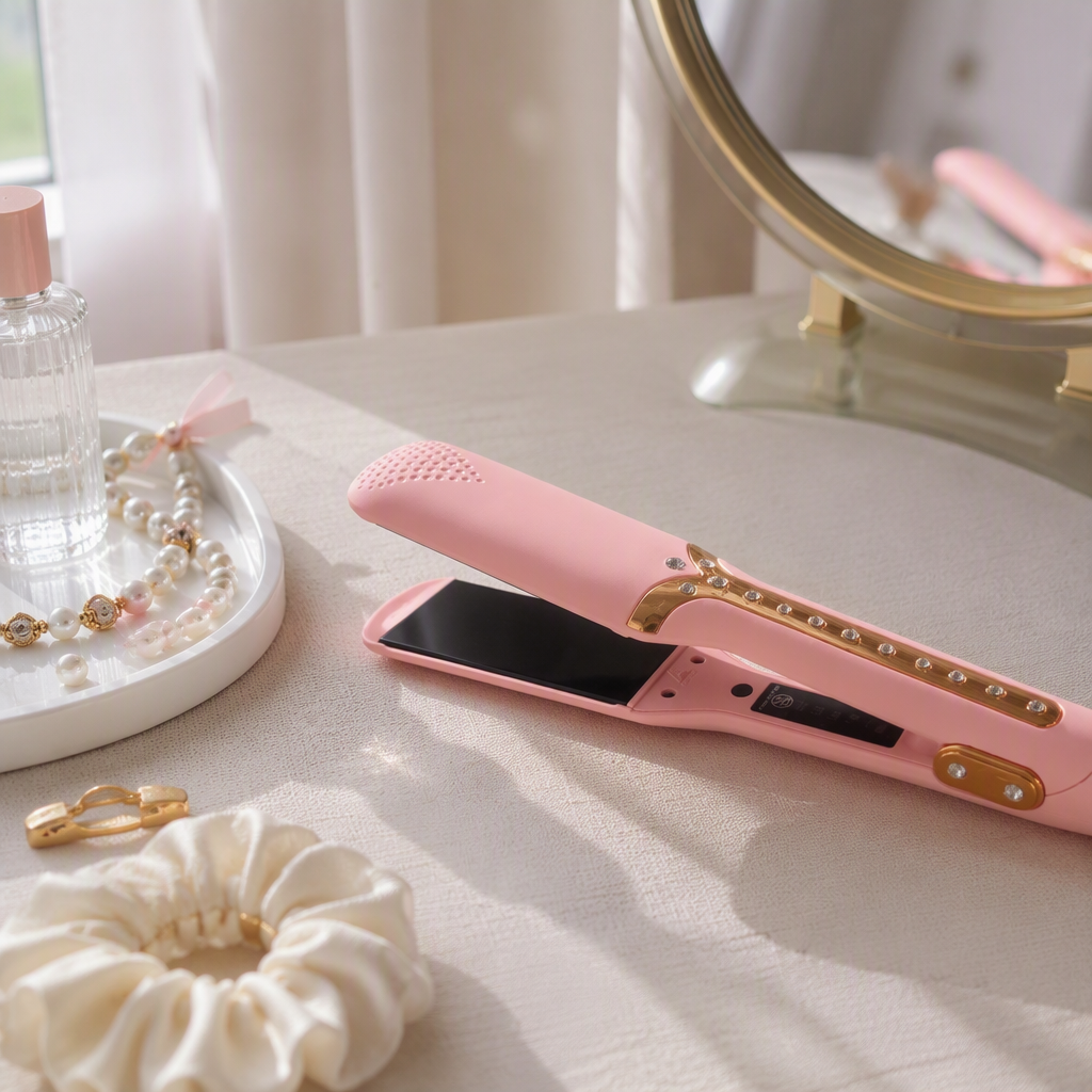 ENERGY MAX Pink Gold and Diamond Textured Hair Straightener Specification image