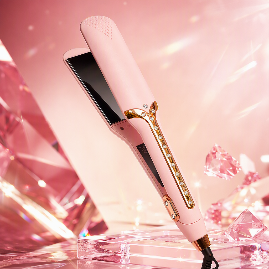 ENERGY MAX Pink Gold and Diamond Textured Hair Straightener Application Scenario