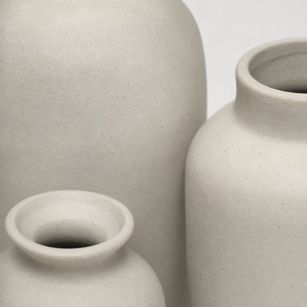 Three-piece white ceramic vase set, a simple and modern living room decoration item, home decoration gift, elegant style for giving as a present Application Scenario