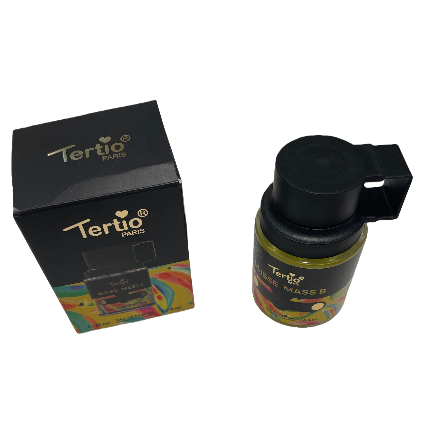 Tertio PARISULISSE MASS B Perfume Gift Box, colorful bottle, black packaging box, fashionable fragrance gift set Item Picture