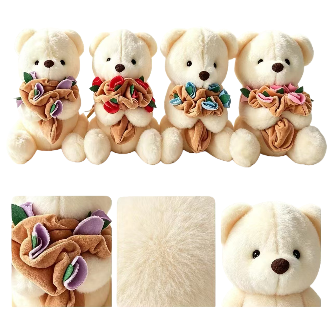 White plush bear flower doll, claw machine doll, British-style cute claw doll, policeman theme collection Item Picture