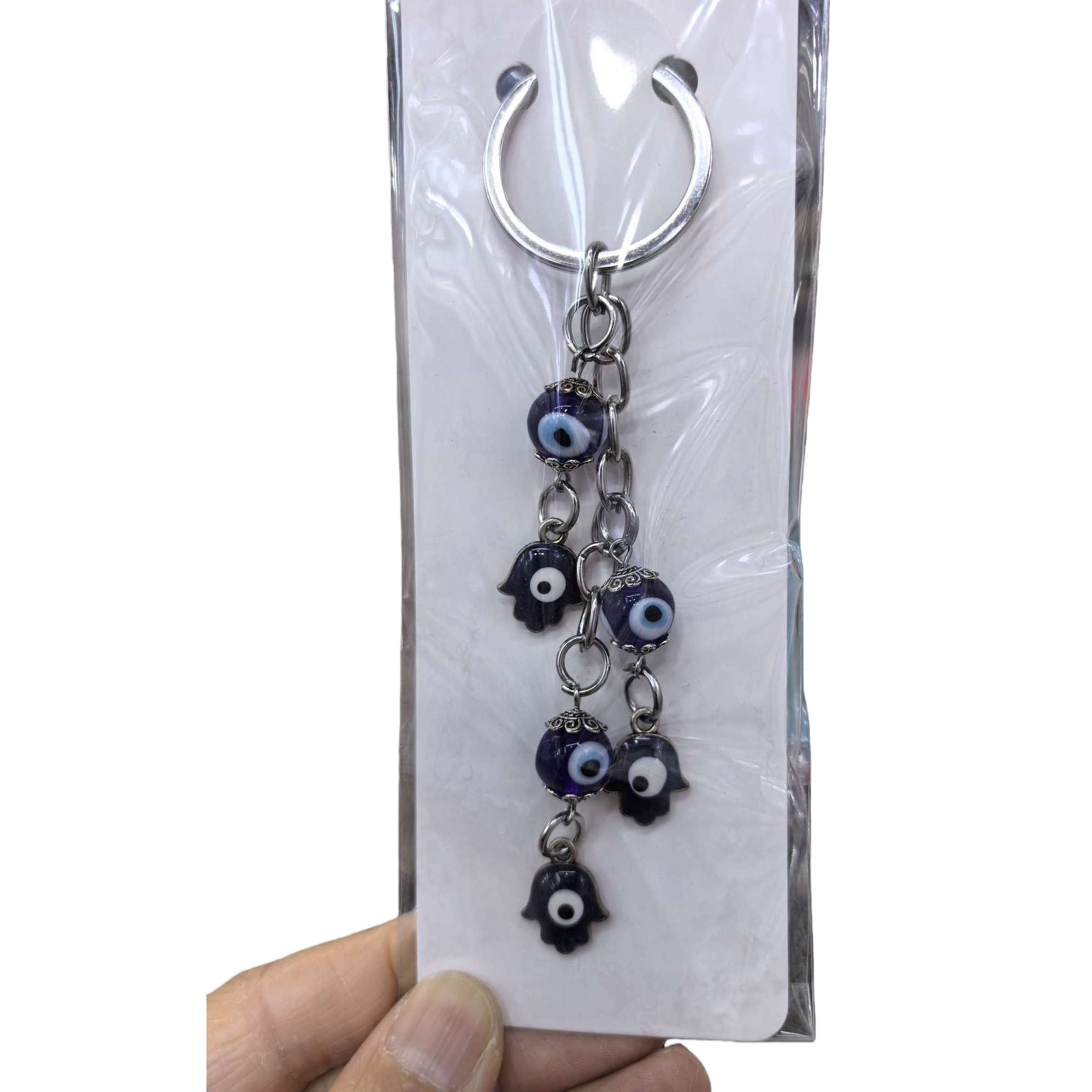 Silver keychain, Devil's Eye pendant, creative and personalized key chain, fashionable and trendy accessory gift Item Picture