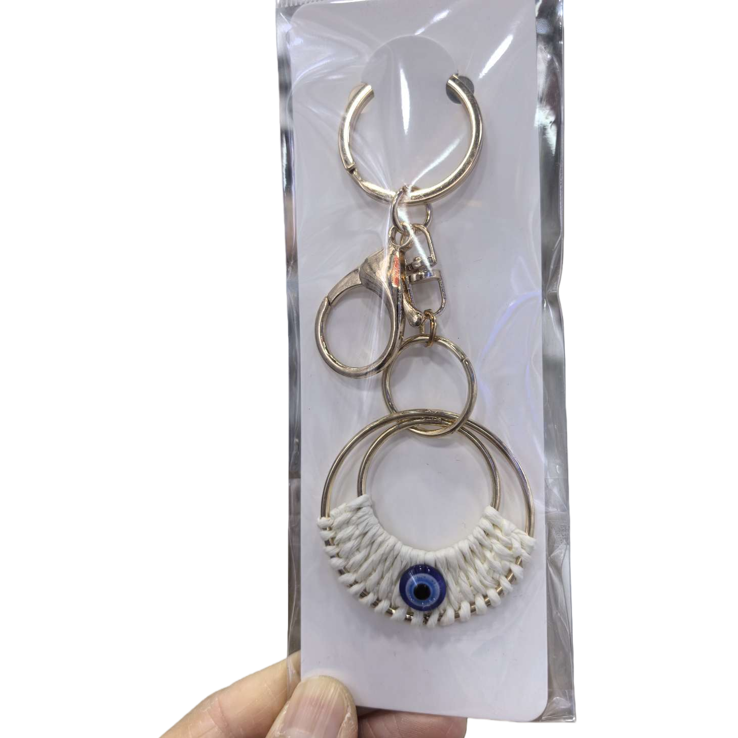 White cards, golden keychains, blue eye decorations, woven pendants, fashionable and creative gift accessories, and accessory combinations Item Picture