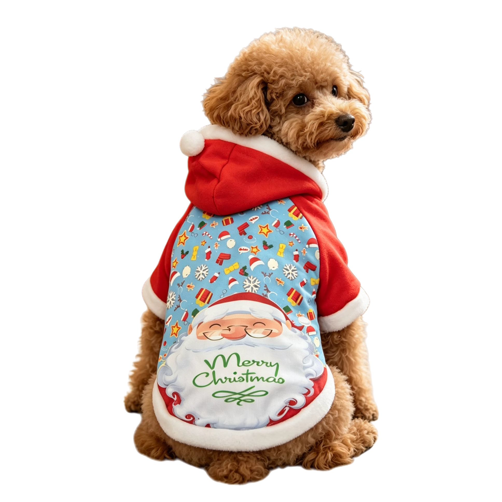 Marrón rizado cachorro navidad tema sudadera ropa para mascotas traje de baño para perros ropa para perros Item Picture