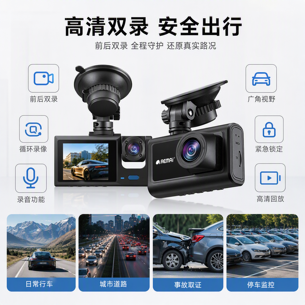 High-end black dashcam packaging box, shock-resistant portable storage box, auto parts storage box, gift box packaging