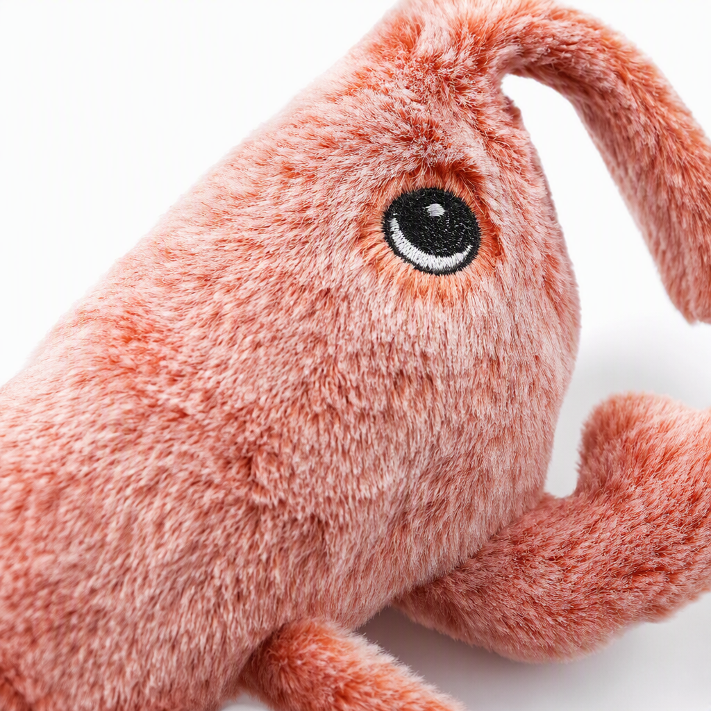 Cute orange plush shrimp dolls, soft and adorable cartoon fabric smart pet toys that don't shed Application Scenario