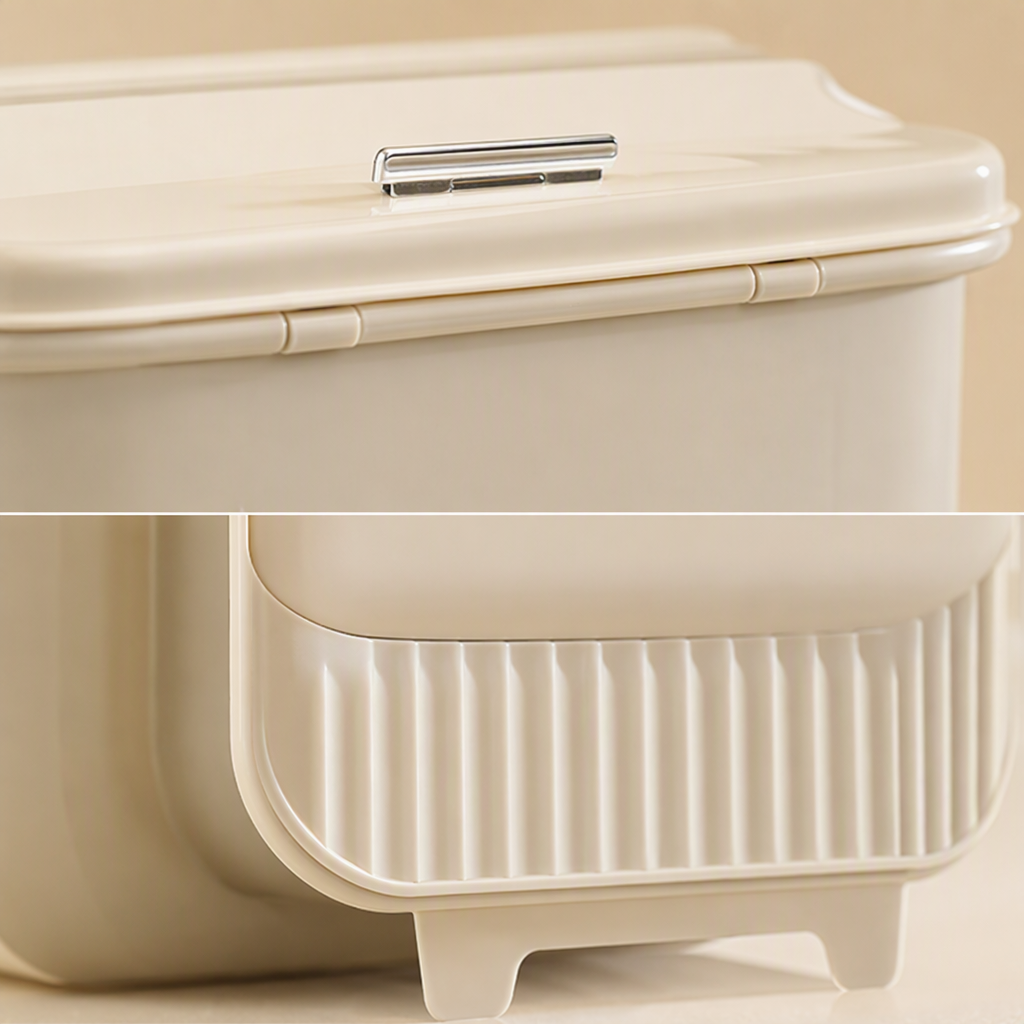 【CL】26Q3#8075 Wall-mounted trash can with a flip lid for kitchen and bathroom, large capacity, lid and foldable Specification image