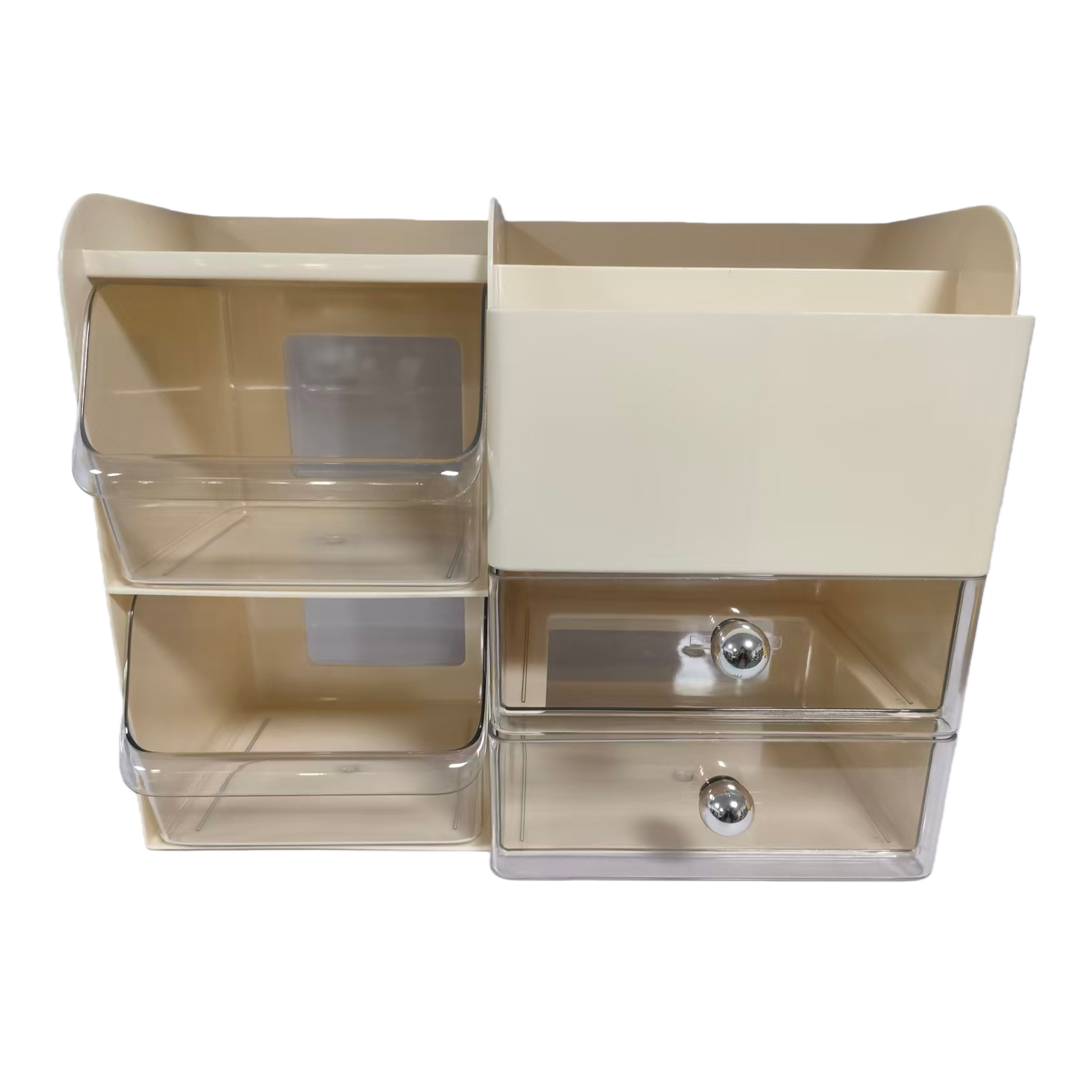【CL】26Q3#8101 Beige desktop multi-functional storage box, beaded file organization box, simple storage box, home and office supplies storage box Item Picture