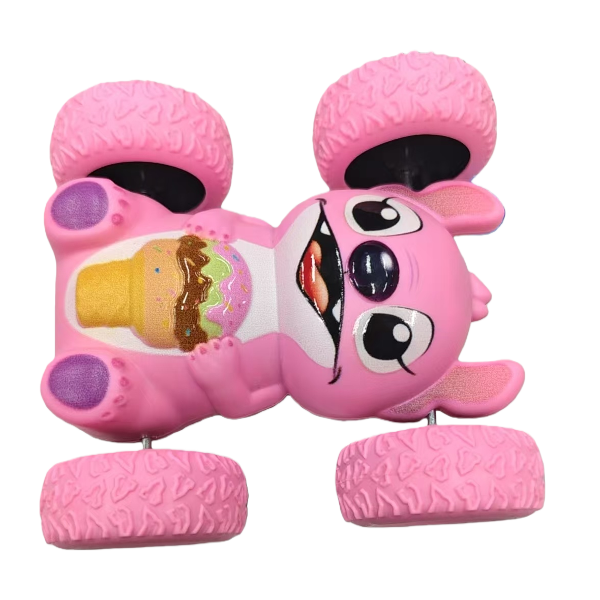 Pink ice cream Sprite inertial rolling stunt car, children's 360° flip and durable cartoon car toy