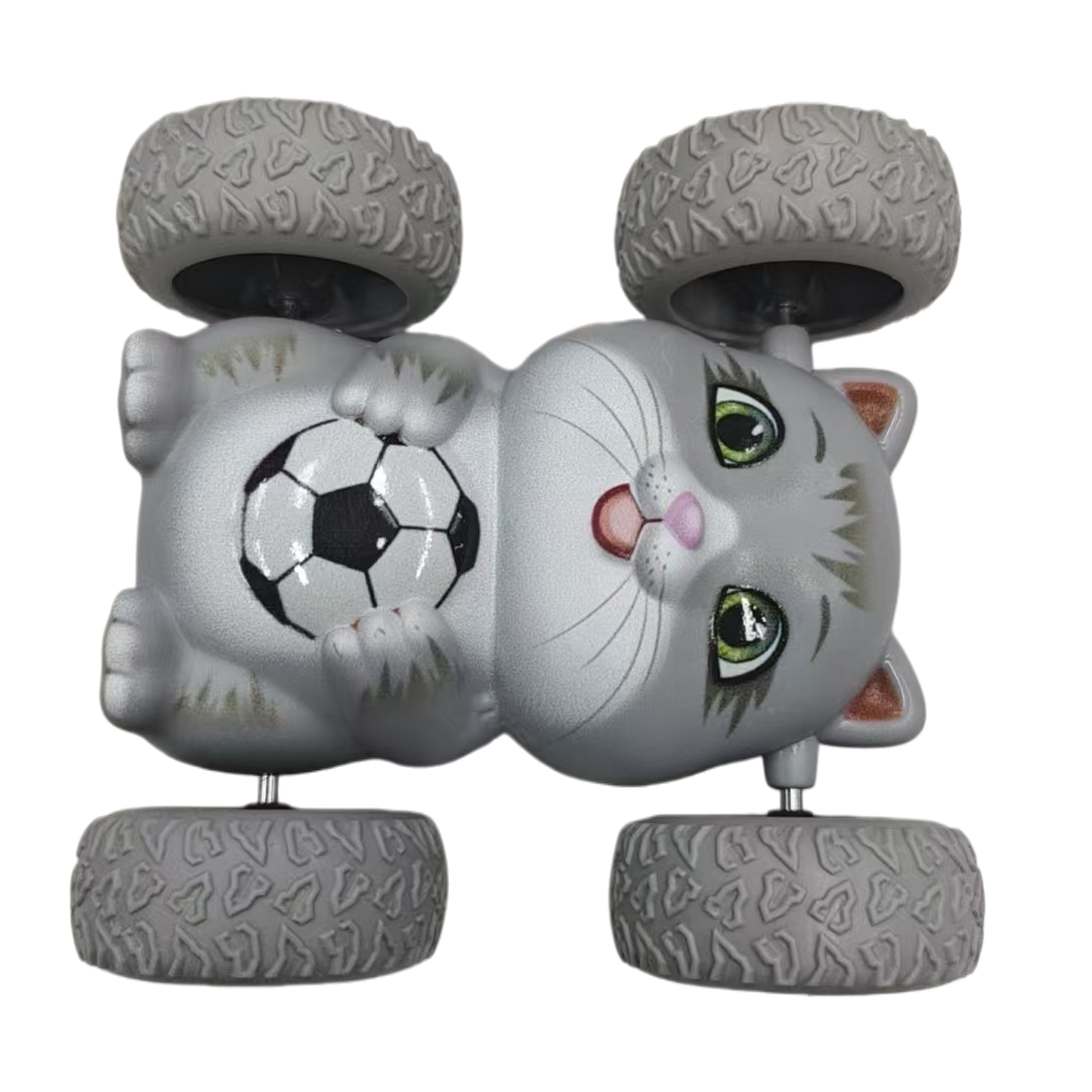 Football grey Cat inertial rolling stunt car, children's 360° flip and durable cartoon car toy
