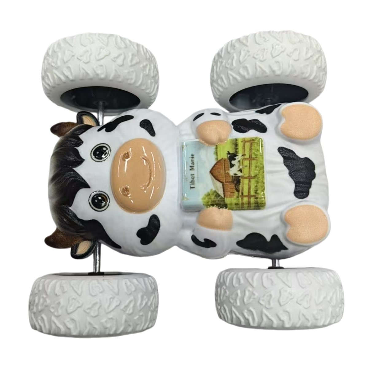 Cute and fun little cow inertial rolling stunt car, children's 360° flip and durable cartoon car toy