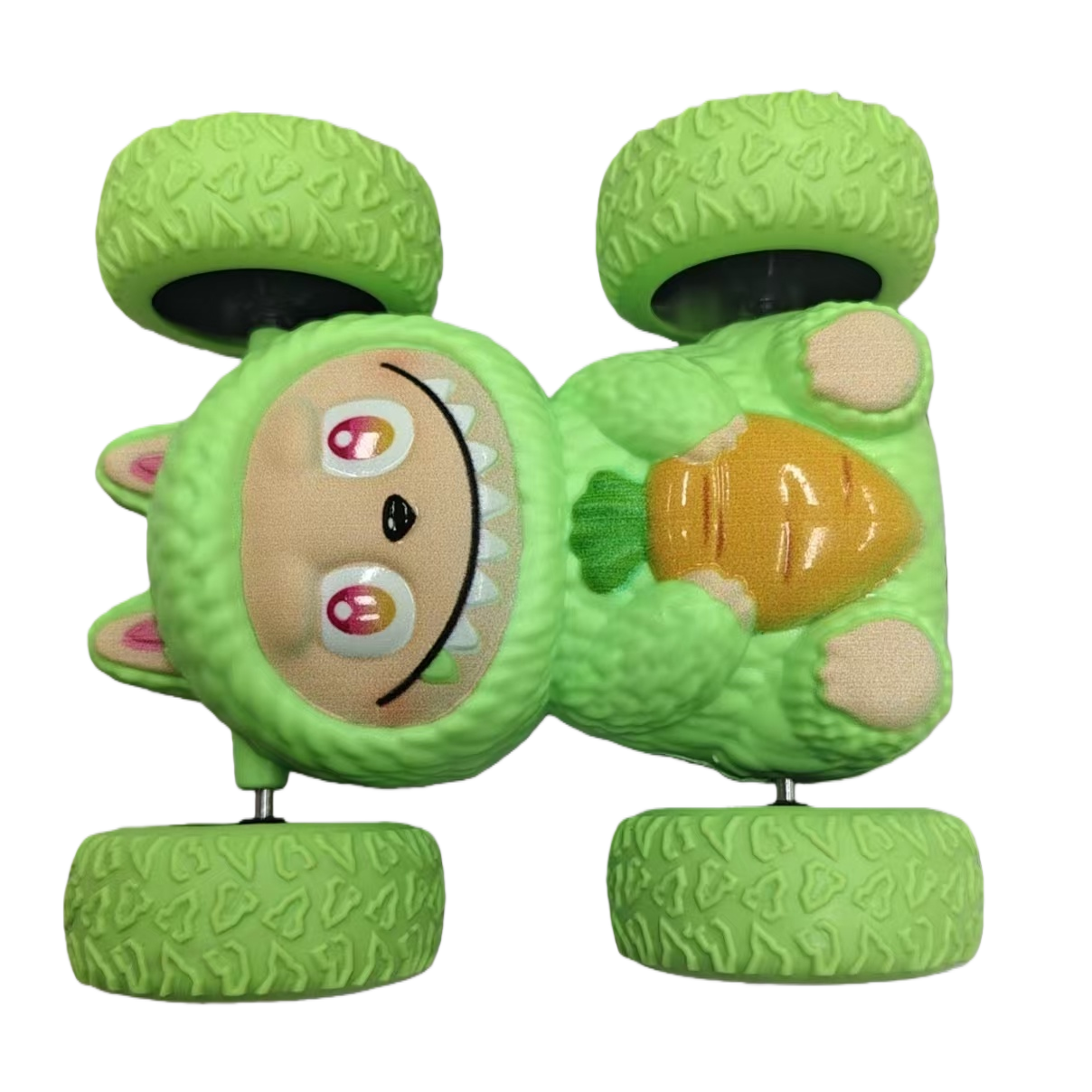 Green little monster inertial rolling stunt car, children's 360° flip and durable cartoon car toy