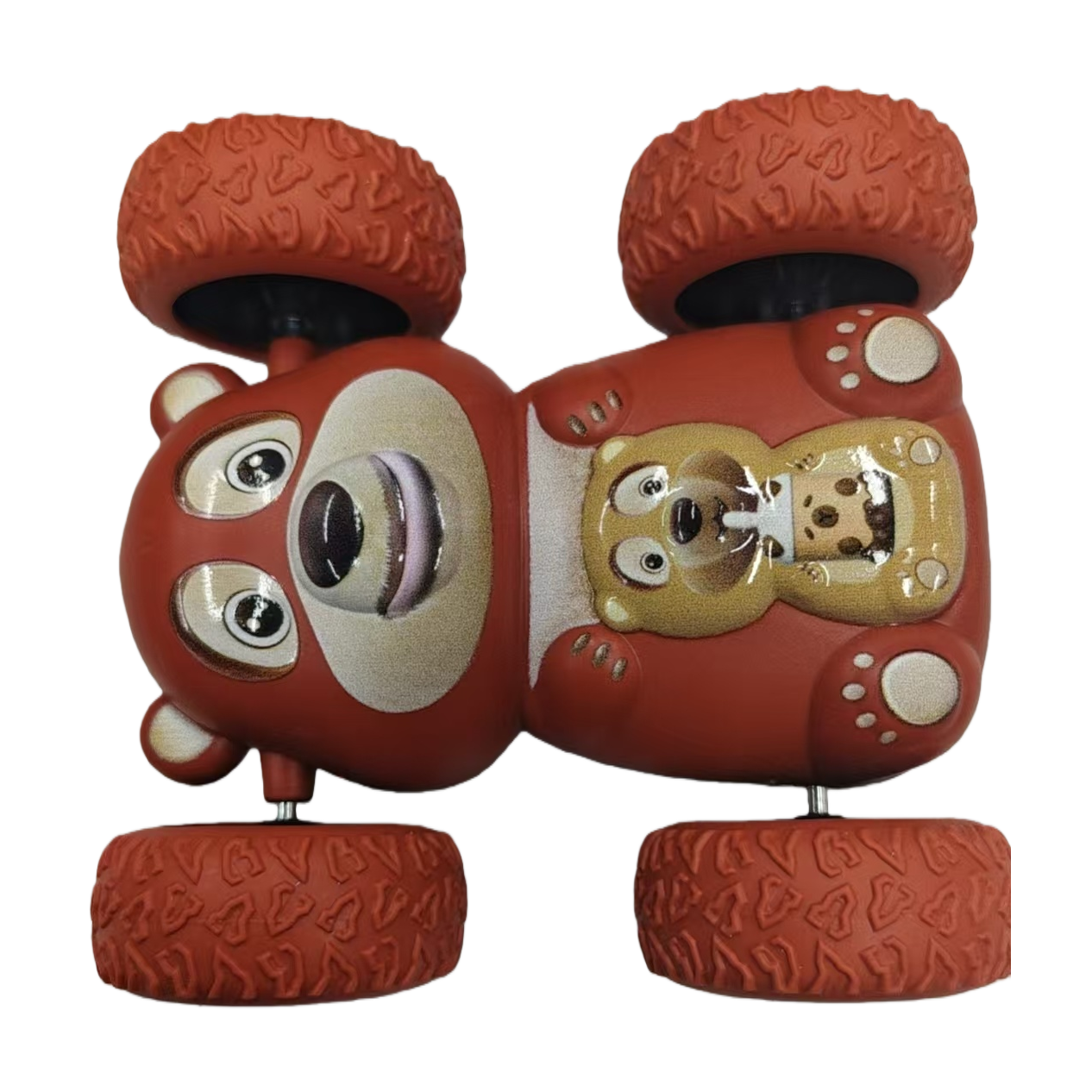 Red Bear Inertial Rolling Stunt Car, a 360° flip and durable cartoon double-sided car toy for children
