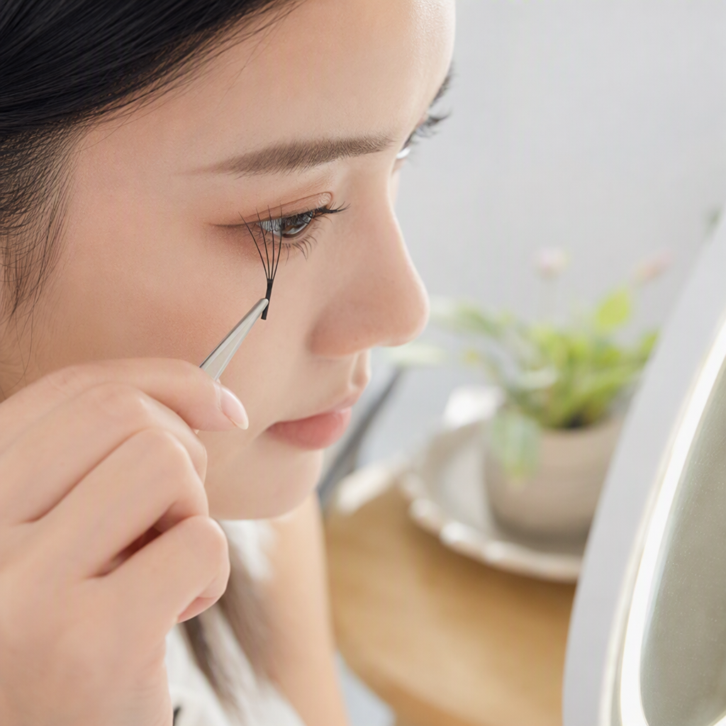 Natural thick black false eyelashes are long-lasting, slender and not prone to smudge. They are a must-have item for makeup details Picture