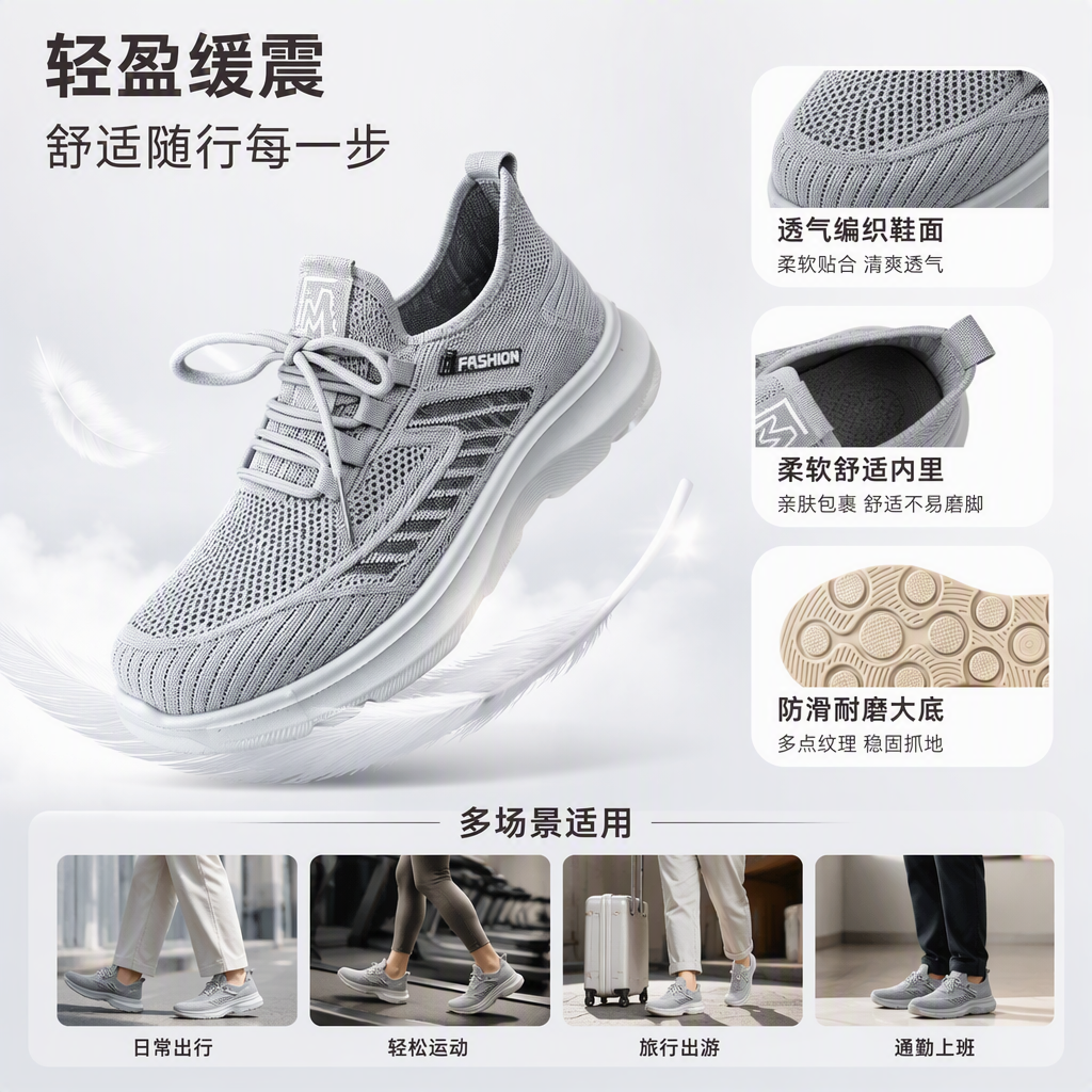 三双针织运动鞋黑灰浅灰色搭配米色鞋底品牌纸盒休闲跑步鞋男女款运动鞋男士时尚
