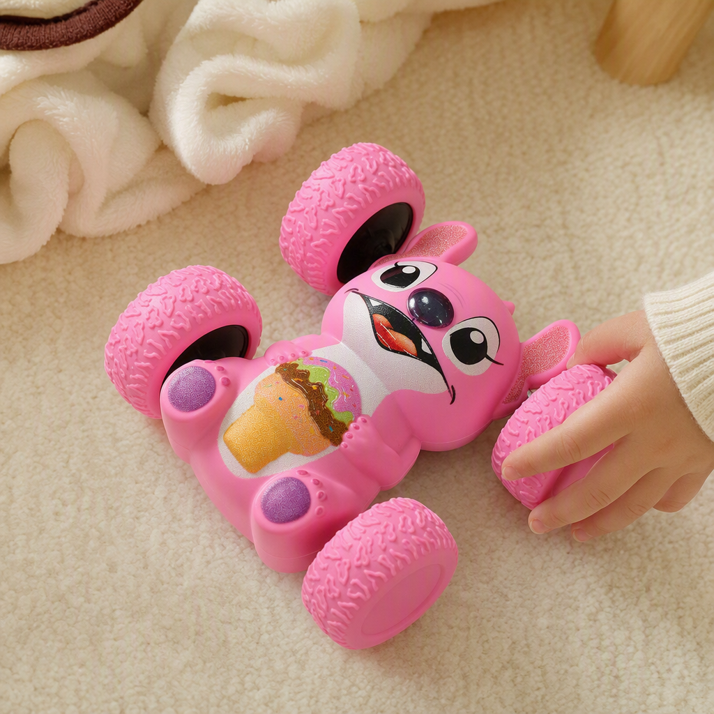 Pink ice cream Sprite inertial rolling stunt car, children's 360° flip and durable cartoon car toy Item Picture