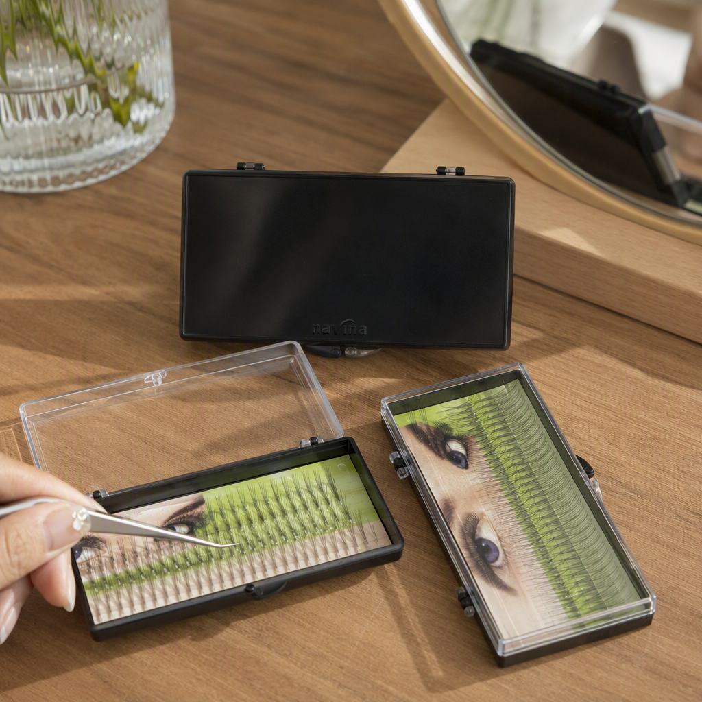 Korean imported false eyelashes, green packaging, black storage box, natural thick and long-lasting eyelash look details Picture