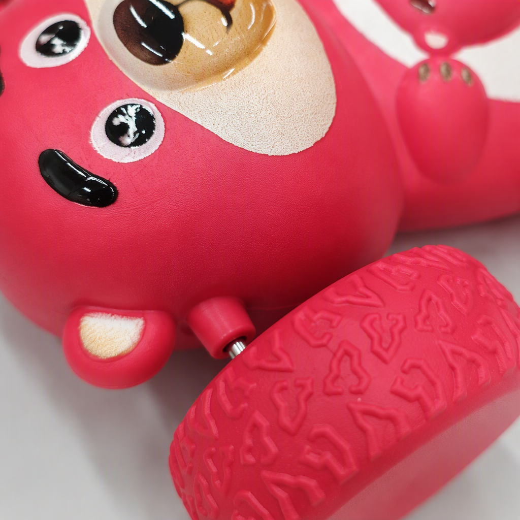 Red strawberry Bear Inertial Rolling Stunt car, children's 360° Flip and durable cartoon car toy Specification image