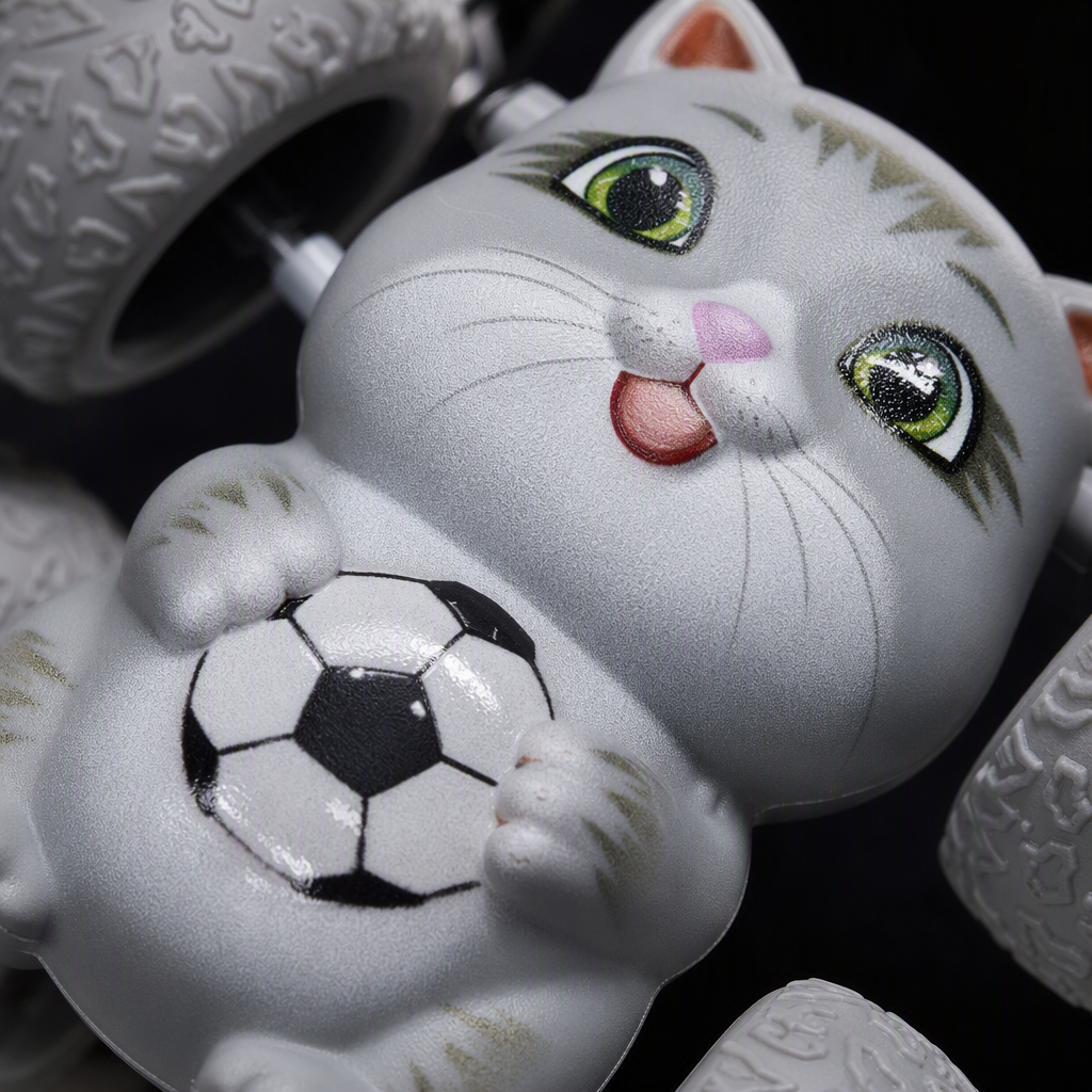 Football grey Cat inertial rolling stunt car, children's 360° flip and durable cartoon car toy Application Scenario